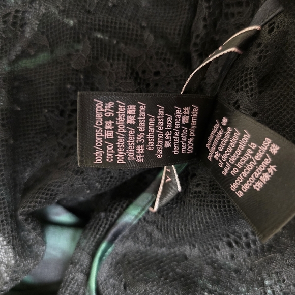 Victorias Secret Chantilly Green Palm Leaves Lace Kimono Robe Cover Up M/L - Picture 16 of 16